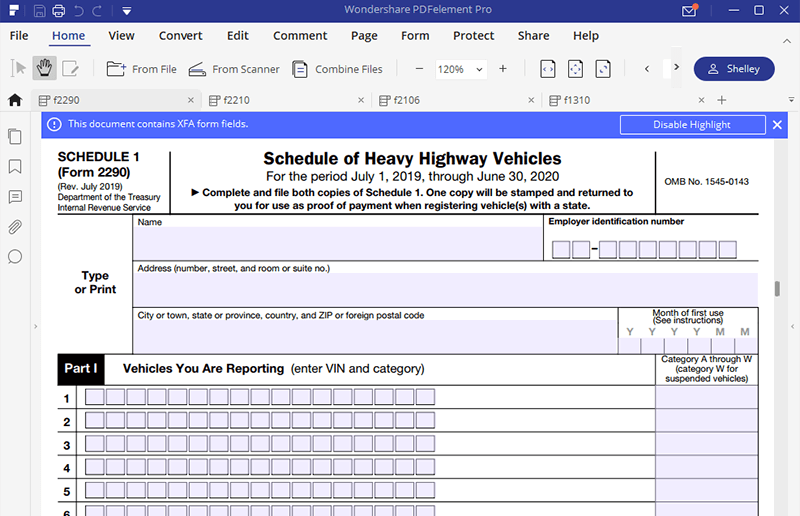 IRS Form 2290 Fill it Without Stress Wondershare PDFelement