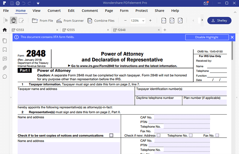 form 2848 irss