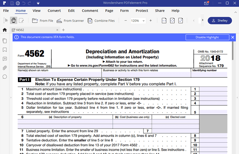 for Fill how to in IRS Form 4562