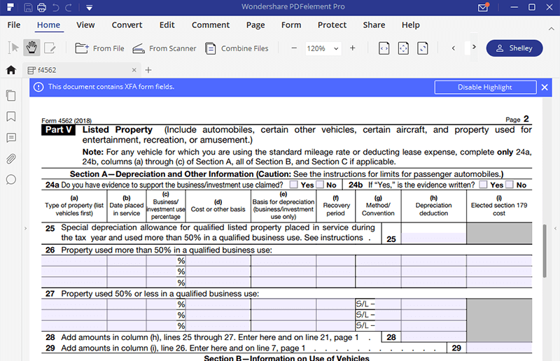 for Fill how to in IRS Form 4562