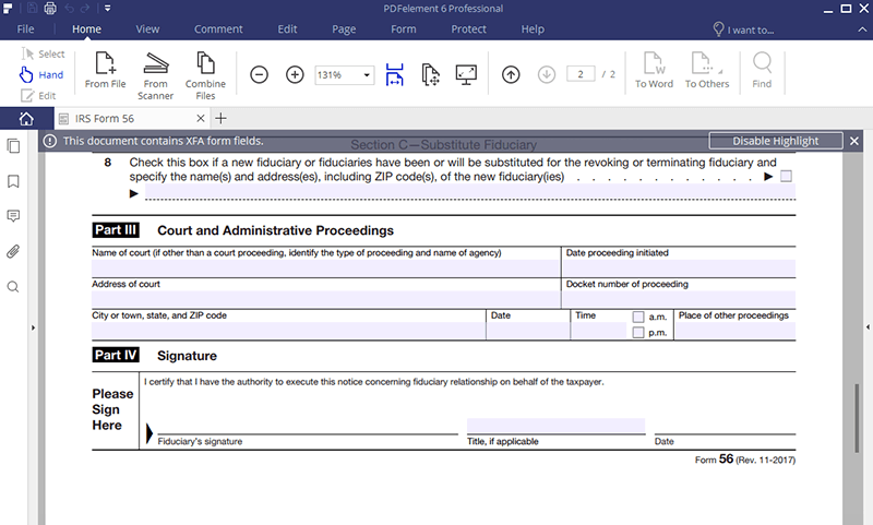 IRS Form 56- You can Fill it with the Best Form Filler