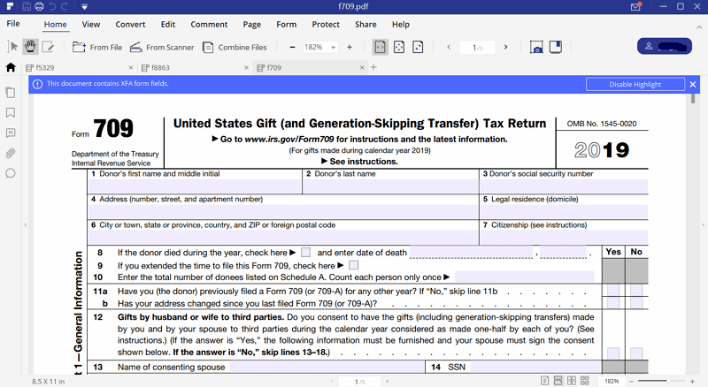 for How to Fill in IRS Form 709