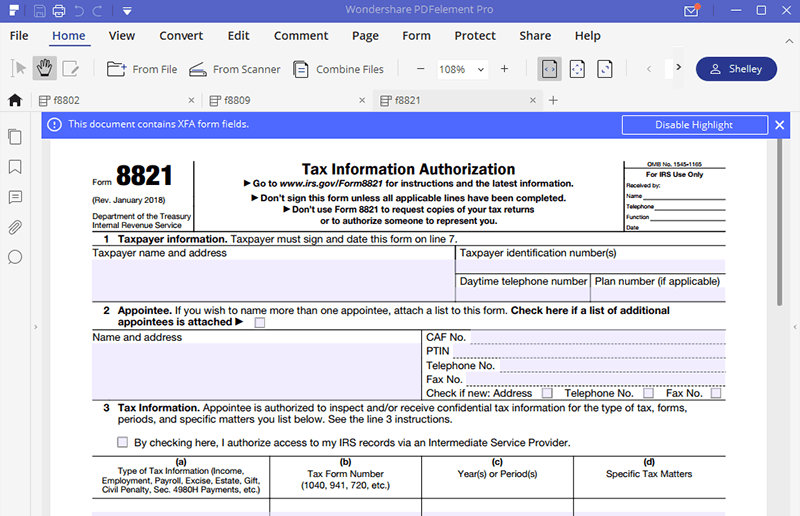 IRS Form 8821 Fill it out with the Best Program