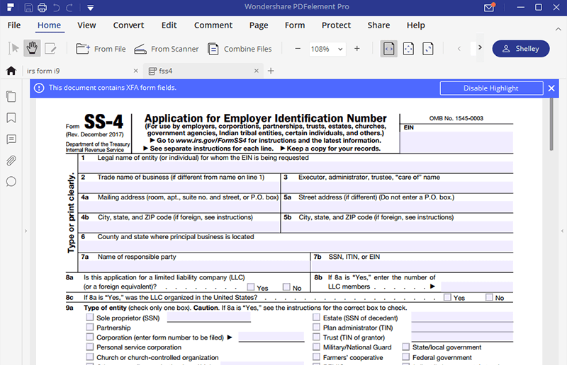 How To Fill Out Irs Form Ss4 Youtube 6184