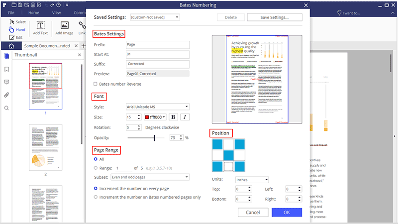 bates number setting