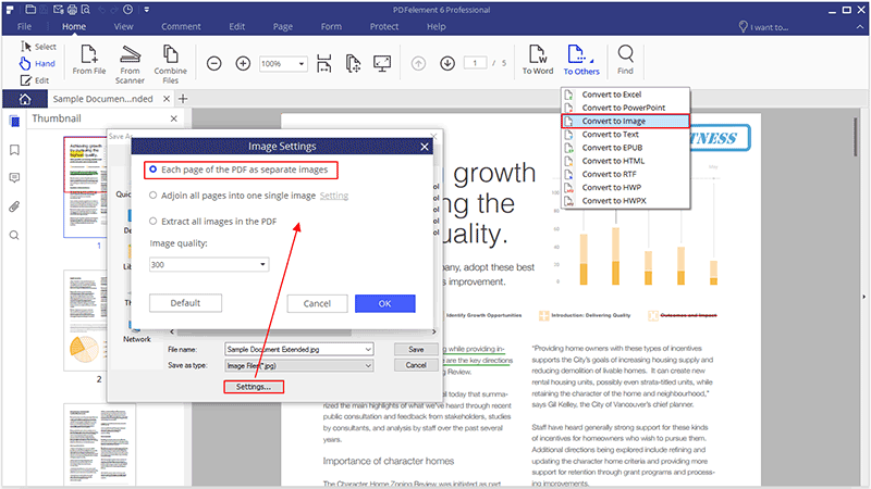 طريقة تحويل صيغة Pdf إلى صيغة Png على نظام التشغيل ويندوز Wondershare Pdfelement