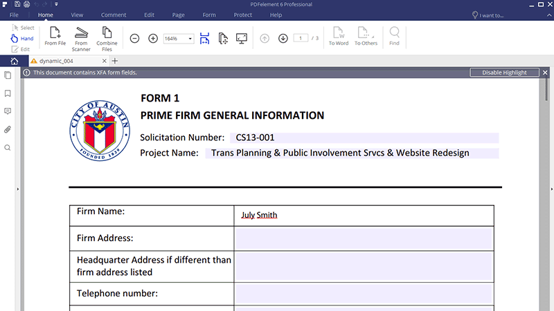 Xfa forms