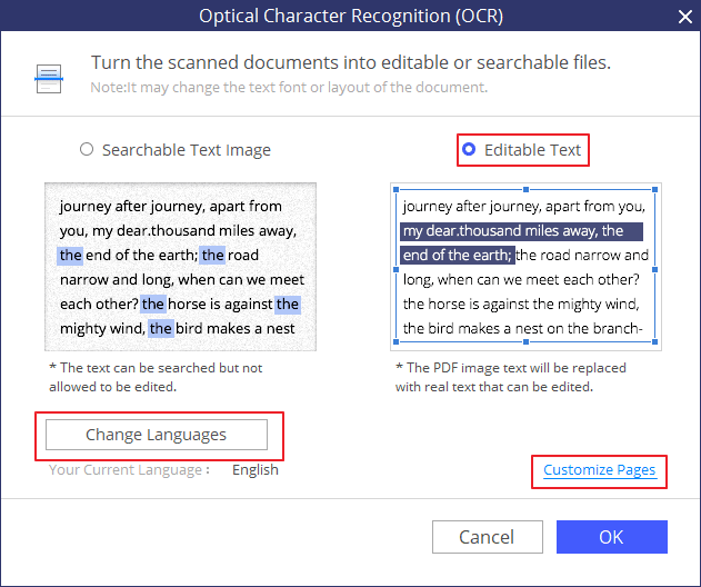 ocr language