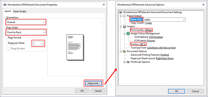 printer properties