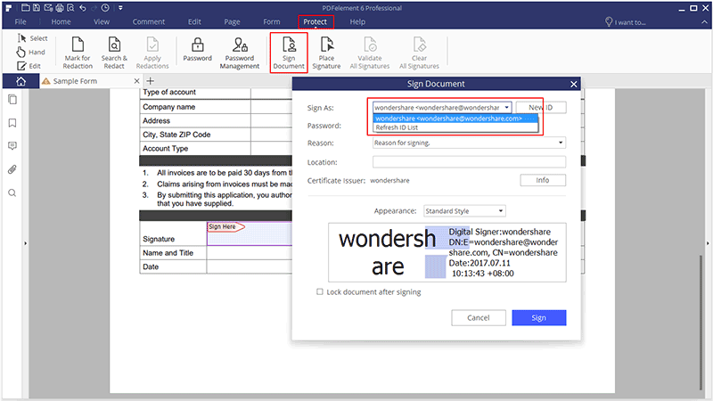 how to sign on word document