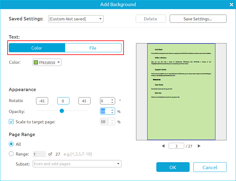 background settings