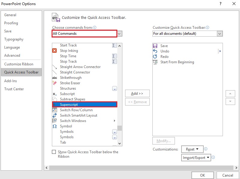 superscript in powerpoint equation editor