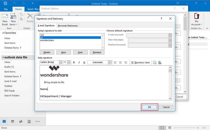 how to create a banner to add to email signature in outlook