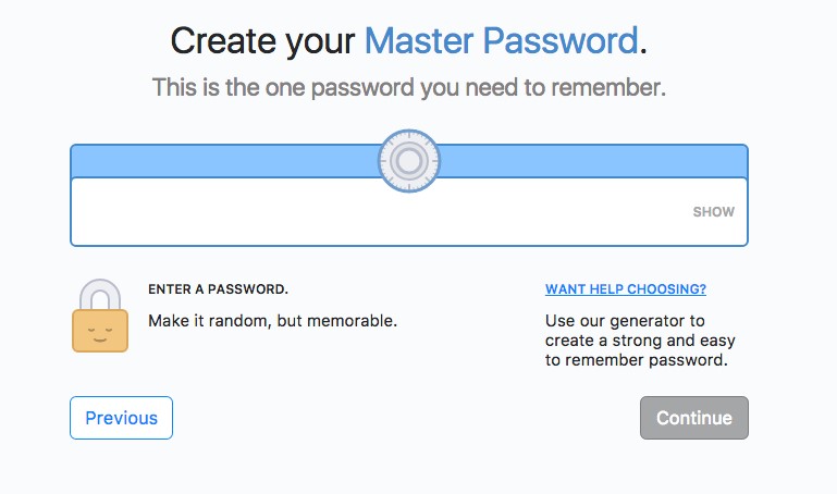master password 1password