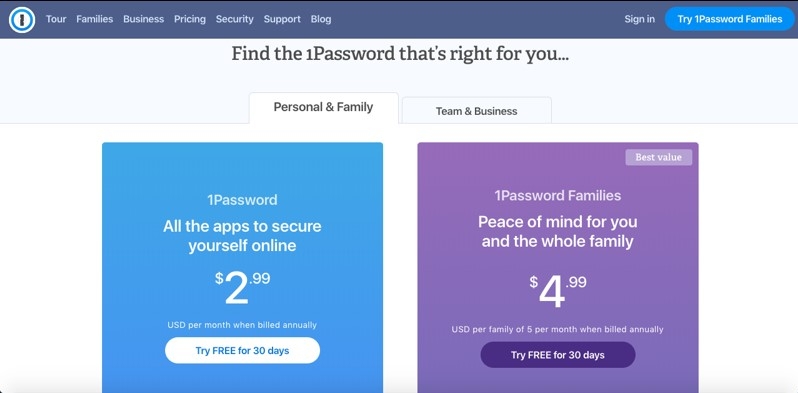 Is 1password free to use