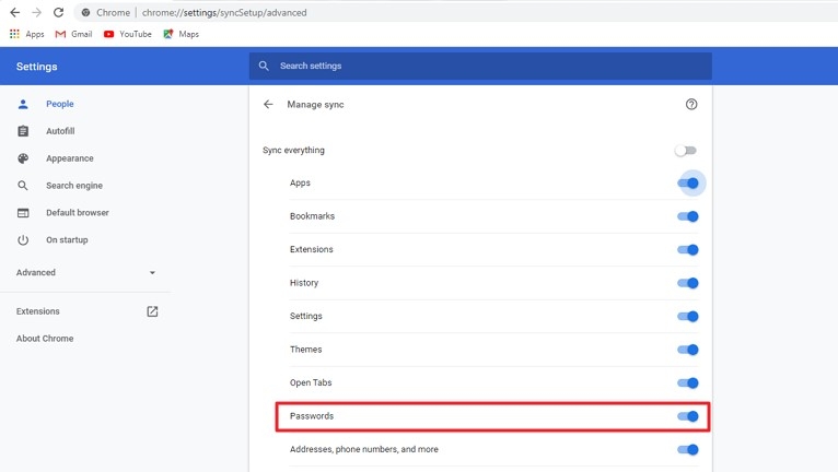 google chrome password manager location