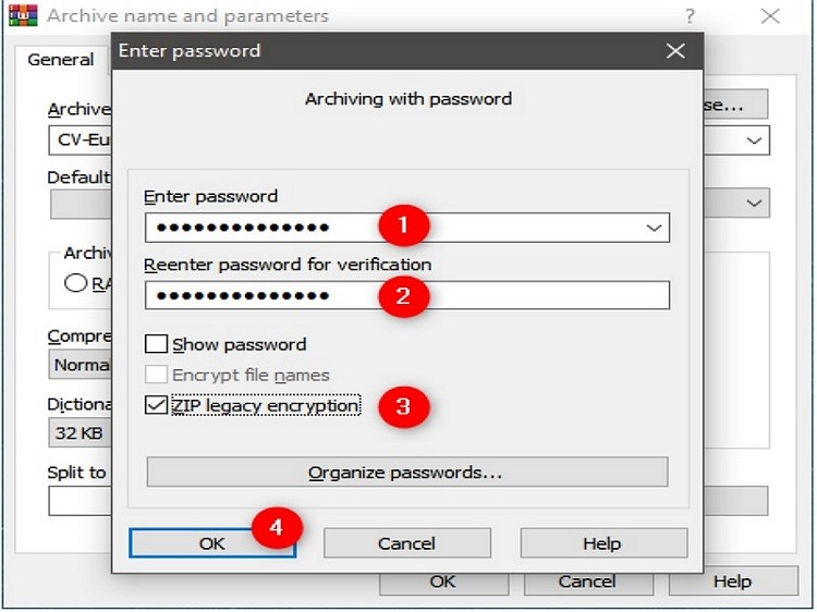 how to add password to zip file