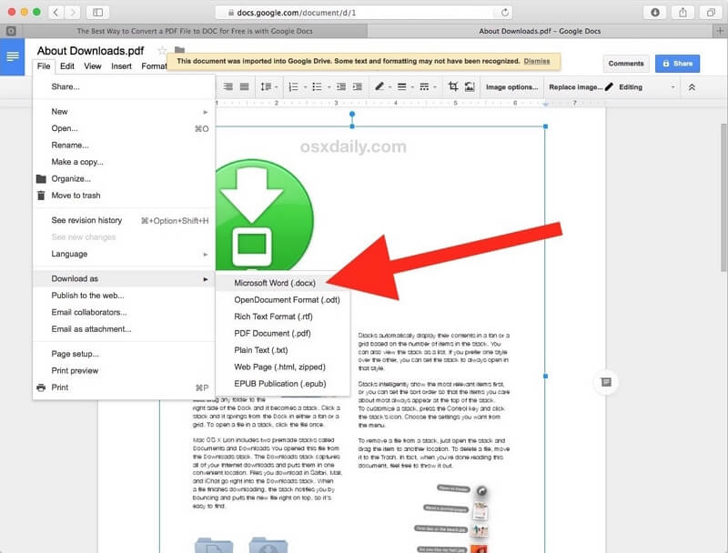 how to convert pdf on mac to word