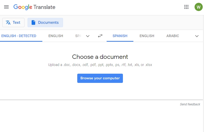 sentence in french google translate