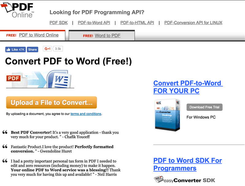 convert pdf to word online for free no email