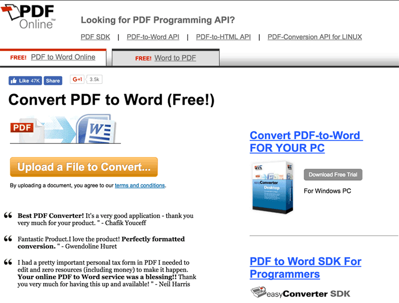 free pdf file to word converter online