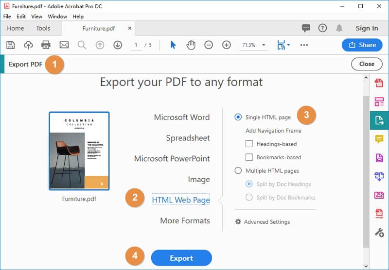 How to Convert PDF to HTML in Adobe Acrobat DC