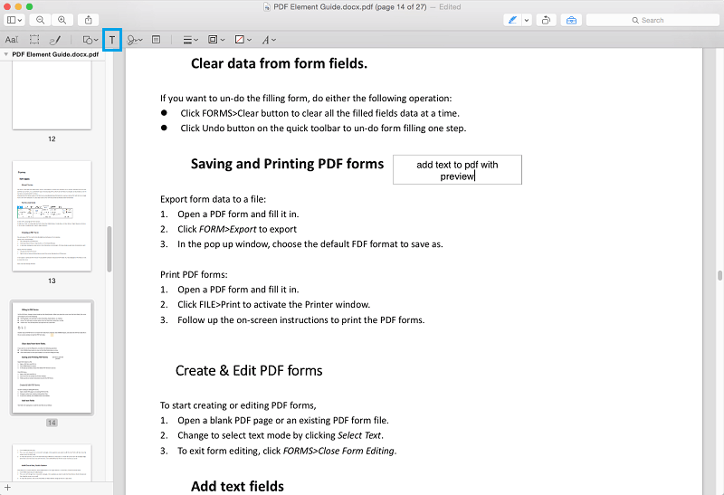 add text to pdf with preview on mac el capitan