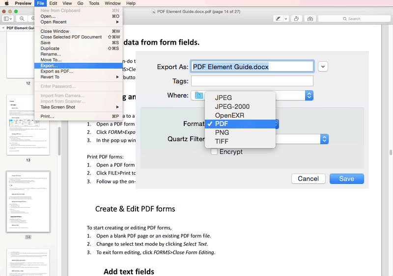 export pdf with preview on mac el capitan