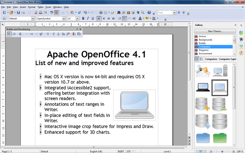 apache openoffice word processor