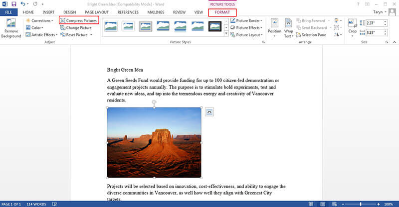 how to edit an image in word