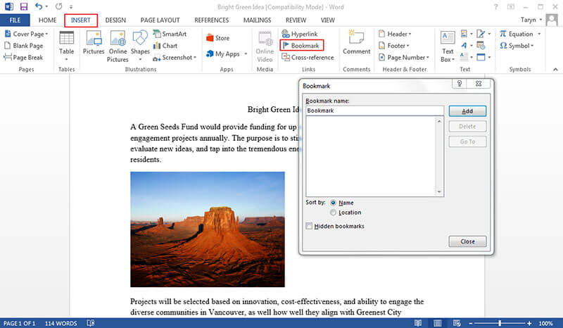 bookmark-in-ms-word