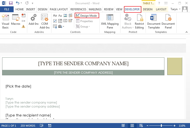 create locked word document editable fields