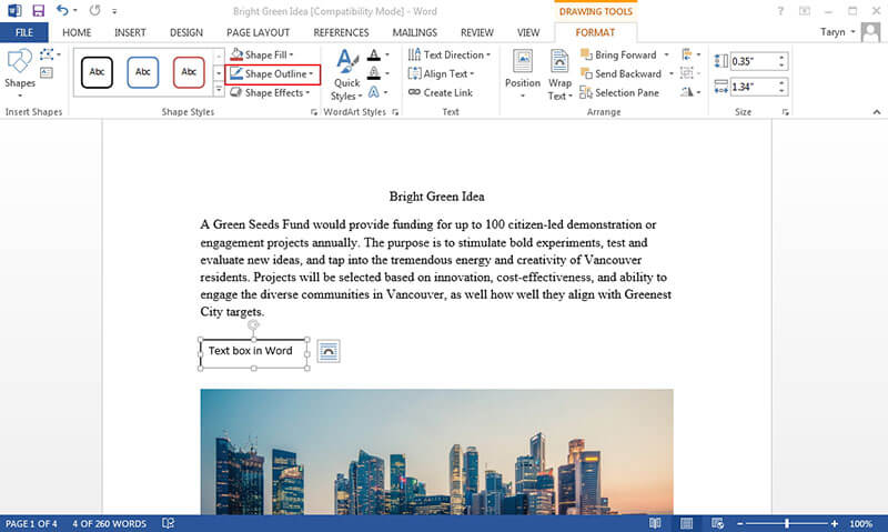 Insert Text Box In Word Online