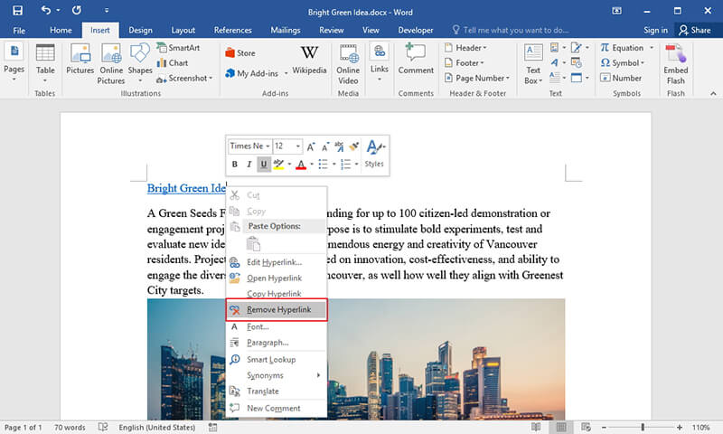 Remove Hyperlink In Word