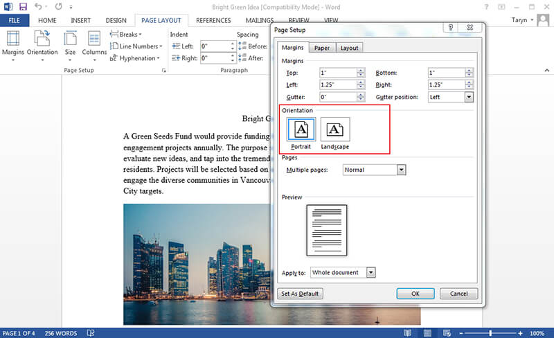 how to rotate a picture in microsoft word